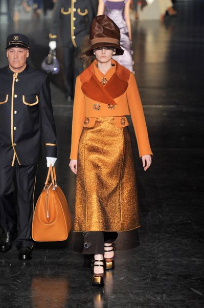 Louis Vuitton Fall 2012 Metallic Shimmer Midi Dress in Gold - Lyst