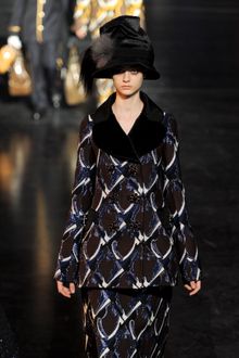 Louis Vuitton Fall 2012 Fur Collar Geometric Print Coat  - Lyst