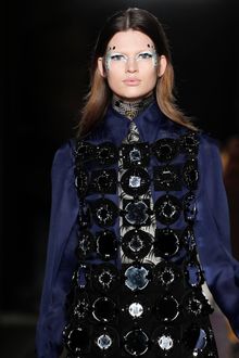 Miu Miu Fall 2012 Oversized Blue Satin Long Sleeve Shirt  - Lyst