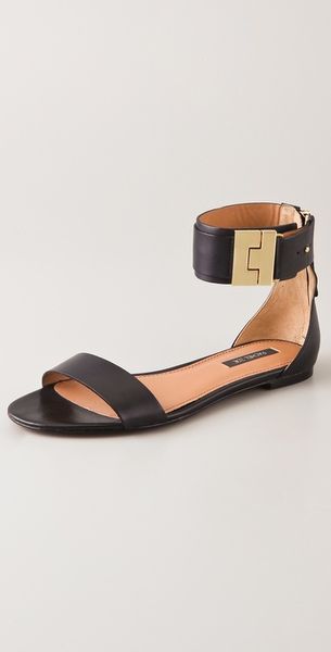 Rachel Zoe Gladys Flat Sandals in Black - Lyst