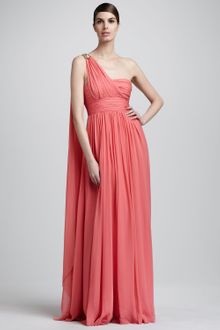 Notte By Marchesa One-shoulder Ruched Chiffon Gown - Lyst