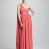 Notte By Marchesa Oneshoulder Ruched Chiffon Gown in Pink (coral) - Lyst