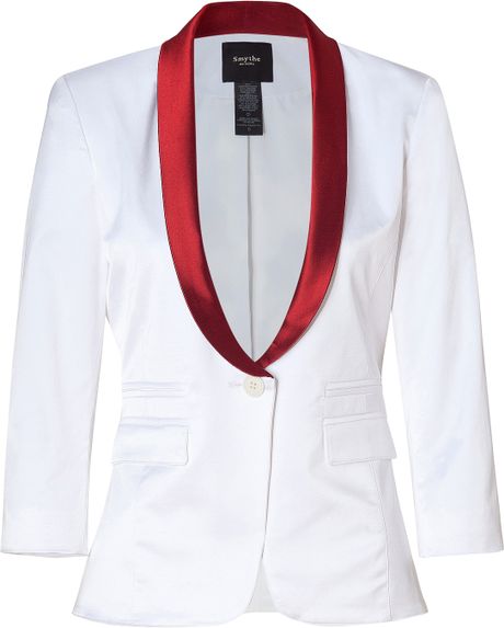 Smythe White and Red Colorblock Blazer in White - Lyst
