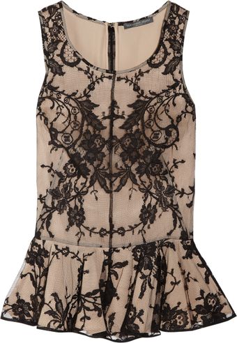 Alexander McQueen Lace and Silk Peplum Top - Lyst