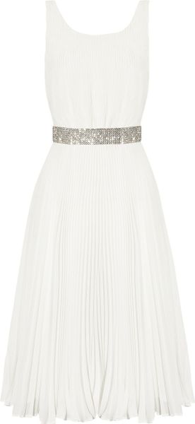 Alice + Olivia Cora Plissé Georgette Dress in White - Lyst