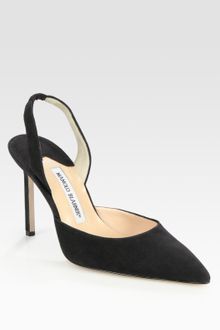Manolo Blahnik Carolyne Suede Slingback Point Toe Pumps - Lyst