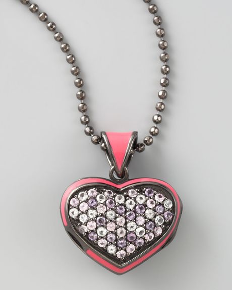 M.c.l By Matthew Campbell Laurenza Pave Heart Pendant Necklace in Pink - Lyst