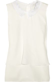 Sandro Evidence Lace-collared Silk Top - Lyst