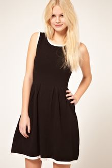 Asos Sleeveless Fit And Flare Dress With Contrast Trims - Lyst