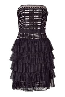 Collette Dinnigan Black Strapless Lace Dress - Lyst