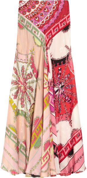 Emilio Pucci Printed Silkcharmeuse Maxi Skirt in Multicolor (multicolored) - Lyst