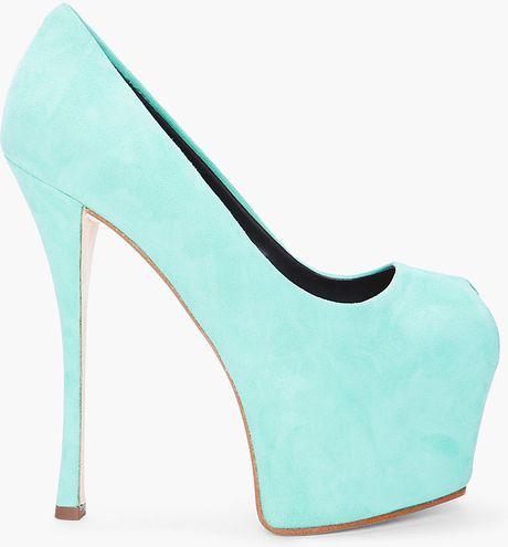 Giuseppe Zanotti Mint Green Suede Pumps in Green (mint) | Lyst