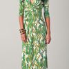 Issa VNeck Long Dress in Green (white) - Lyst