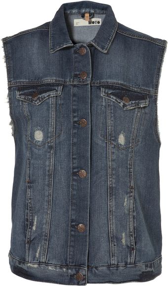 Moto Sleeveless Denim Jacket - Lyst