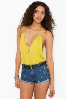 Nasty Gal Button Up Tank Chartreuse - Lyst