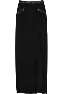 Rag & Bone Ashton Leather-trimmed Silk Maxi Skirt - Lyst