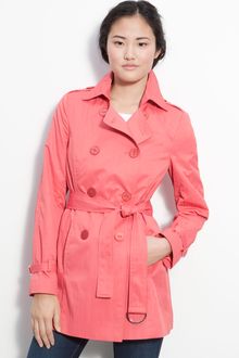Tahari Double Breasted Trench Coat - Lyst