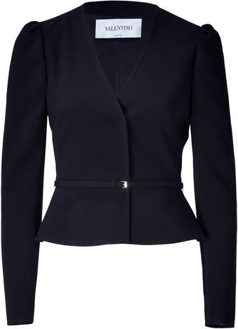 Valentino Black Cropped Wool Blend Jacket - Lyst