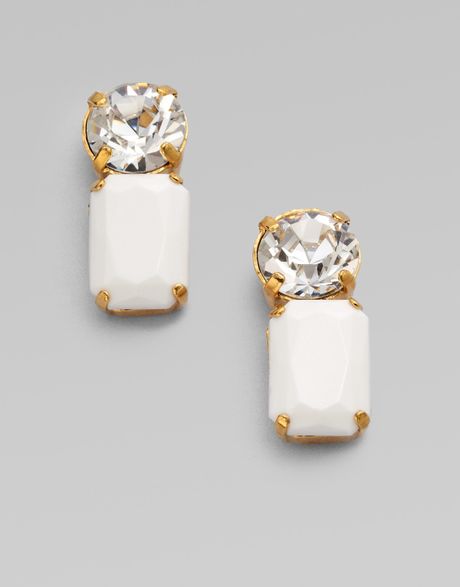 Vionnet Crystal Accented Drop Earrings in White - Lyst