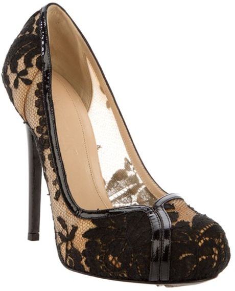 Alexander Mcqueen Lace Covered Pump in Black (nude) - Lyst