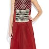 Bottega Veneta Handembellished Plissé Crepe and Satin Dress in Red - Lyst
