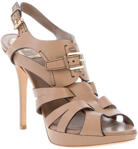 Dior Buckle Detail Sandal in Brown - Lyst