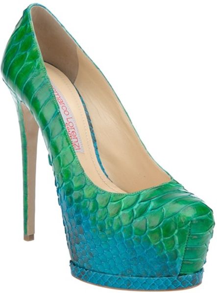 Gianmarco Lorenzi Python Skin Pump in Blue (green) - Lyst