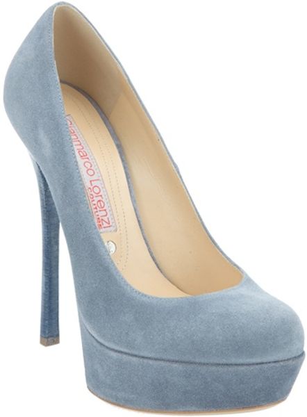 Gianmarco Lorenzi Suede Pump in Blue (sky) - Lyst