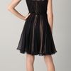 Marchesa Chiffon Dress with Illusion Neckline in Black - Lyst