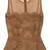 Stella Mccartney Yenisea Lace and Crepe Peplum Top in Brown - Lyst