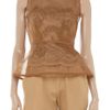 Stella Mccartney Yenisea Lace and Crepe Peplum Top in Brown - Lyst