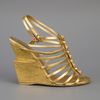 Yves Saint Laurent Wedge Sandal in Gold - Lyst