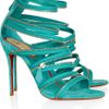 Christian Louboutin 20th Anniversary Unzip Booty 100 Suede Sandals in Blue (turquoise) - Lyst