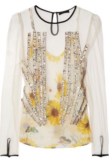 Vionnet Embellished Tulle and Silk Crepe De Chine Top - Lyst