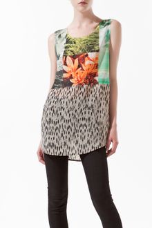 Zara Stain and Flower Collage Tshirt - Lyst
