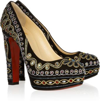 Christian Louboutin Devidas 140 Embellished Suede Pumps - Lyst