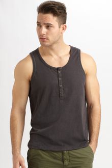 Converse Black Canvas Cotton Henley Tank - Lyst