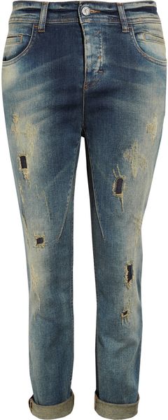 D&G Distressed Boyfriendfit Straightleg Jeans - Lyst