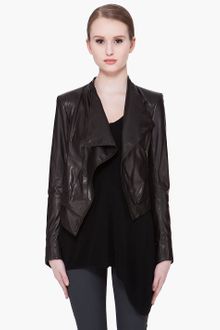 Helmut Lang Cropped Waxed Leather Jacket - Lyst