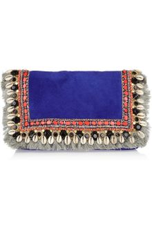 Matthew Williamson Embellished Fringed Suede Clutch - Lyst
