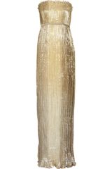Oscar de la Renta Pleated Silkblend Lamé Gown