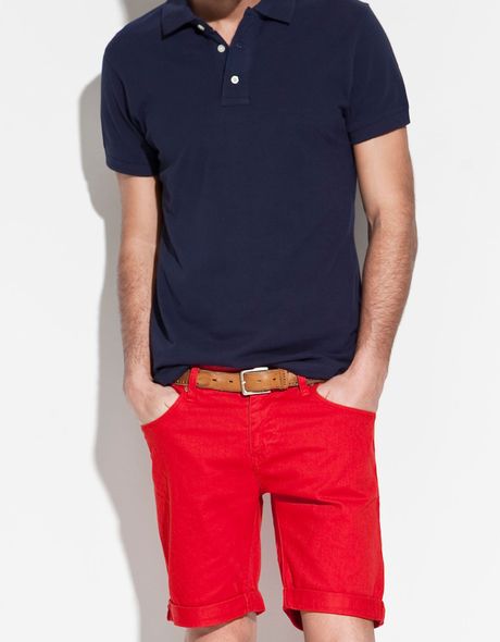Zara Coloured Bermudas in Red for Men - Lyst