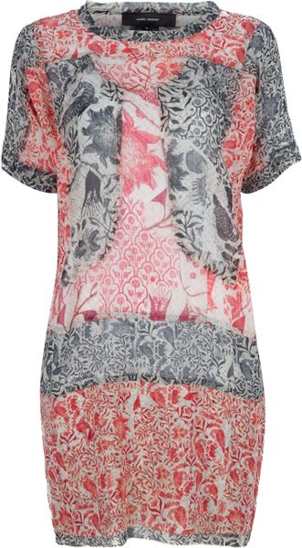Isabel Marant Printed Dress in Red - Lyst