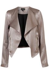 Topshop Metallic Drape Biker Jacket
