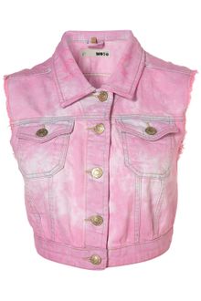 Topshop Pink Marbled Denim Jacket - Lyst