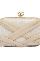 Alexandra De Curtis Rita Box Clutch Beige Crocodile and Lambskin