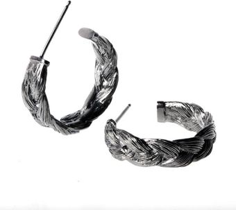 Ayako Kanari Magnitude Plait Small Hoop Earrings Black - Lyst