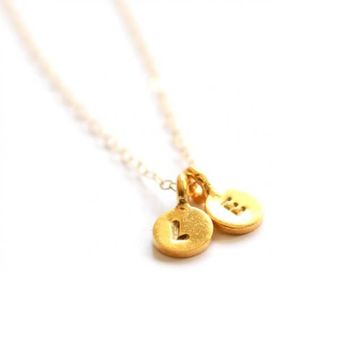 Bijouxbar By Vivien Frank Tiny Gold Initial Necklace Two Charms - Lyst