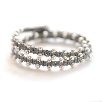 Bijouxbar By Vivien Frank Beaded Wrap Bracelet in Sterling Silver - Lyst