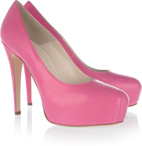 Brian Atwood Maniac Leather Platform Pumps in Pink (fuchsia) - Lyst